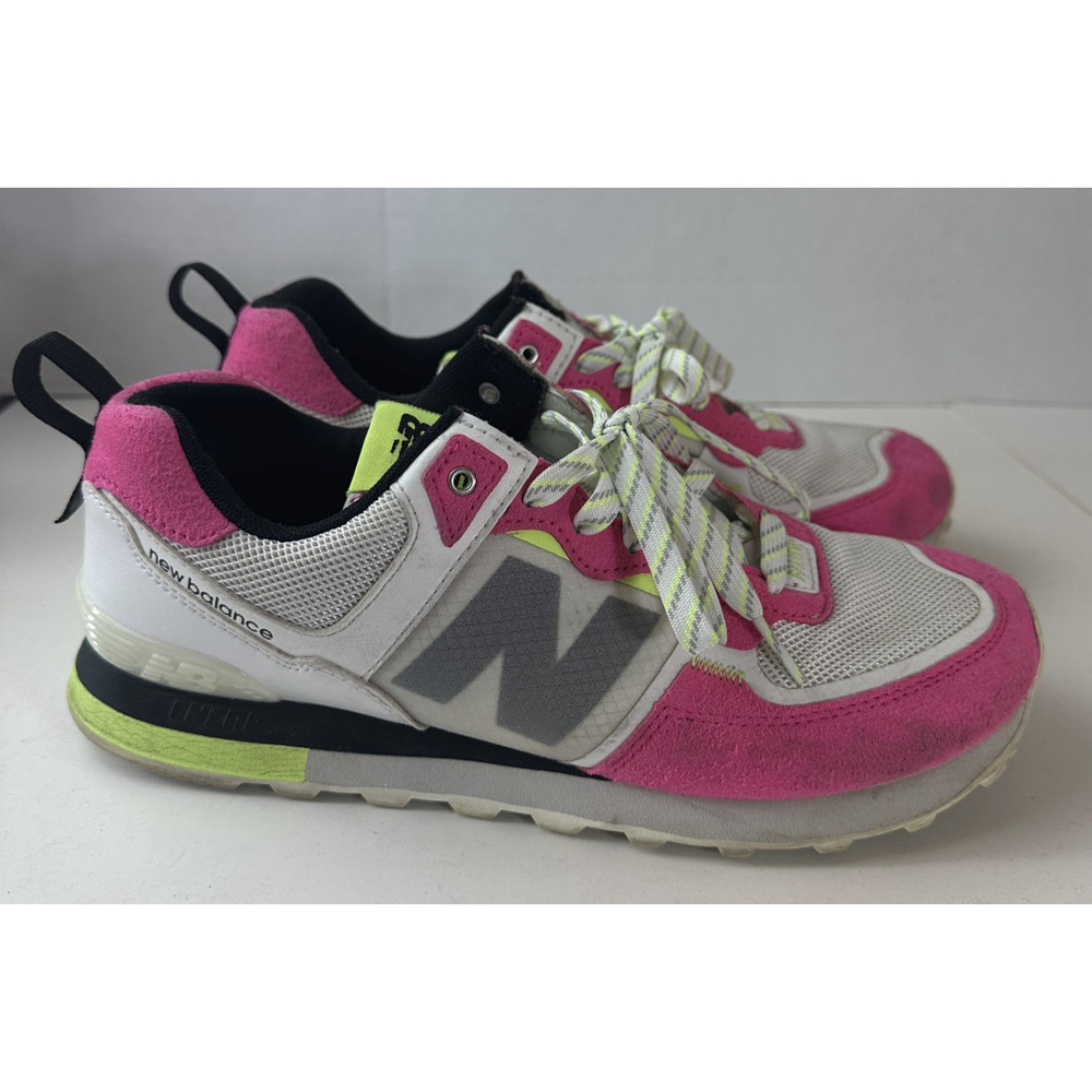 New Balance 574 Running Sneakers Green White Pink Glow Shoes Women's US Size 11 - Picture 10 of 15